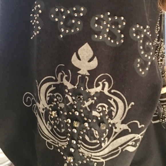 BCBG Military Style Stud & Rhinestone Hoodie - Picture 6 of 6